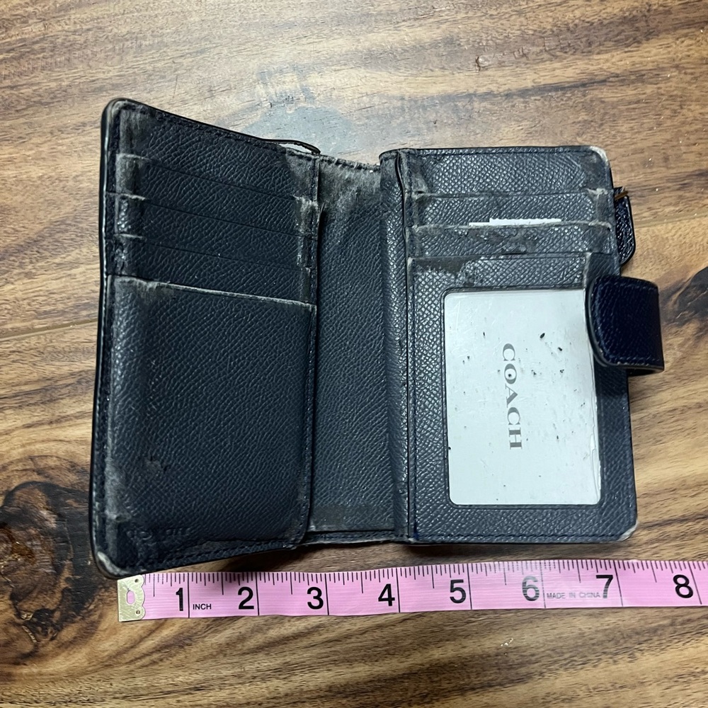 Coach navy leather wallet - Picture 4 of 7